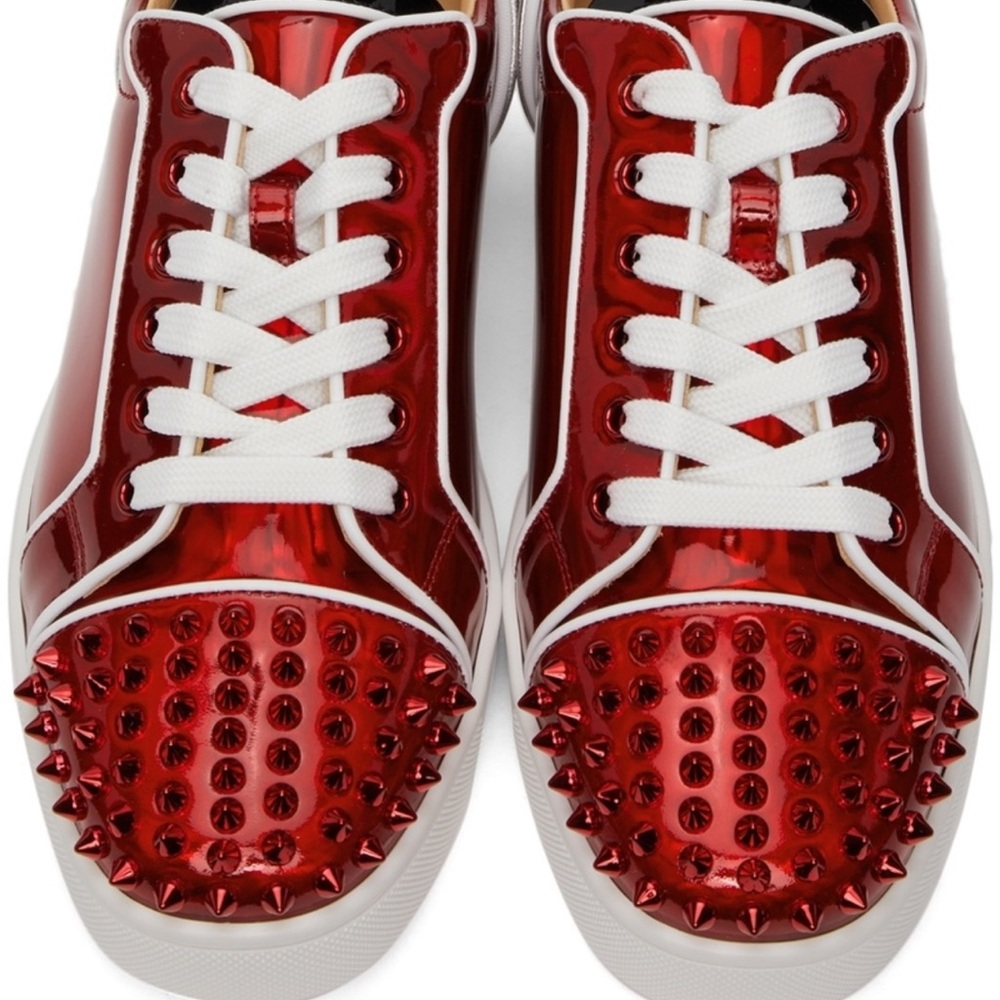 Christian Louboutin Metallic Red Sneakers with Studs